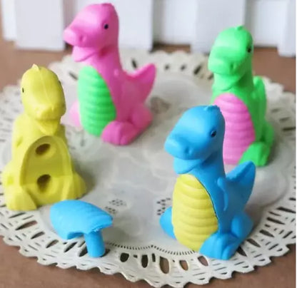 8pc Cute Dinosaur Shape Rubber Erasers Loot Party Bag Filler