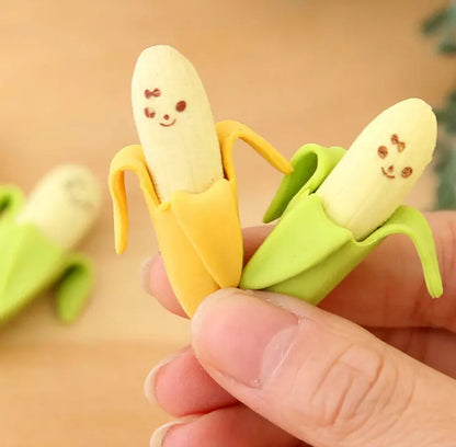 8 or 12pcs Cute Banana Shape Rubber Erasers Loot Party Bag Filler