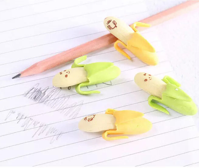 8 or 12pcs Cute Banana Shape Rubber Erasers Loot Party Bag Filler