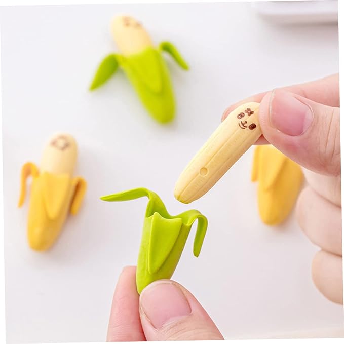 8 or 12pcs Cute Banana Shape Rubber Erasers Loot Party Bag Filler