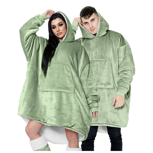 Adults Oversized Fleece Hoodie Blanket Hooded Sweatshirt - Green