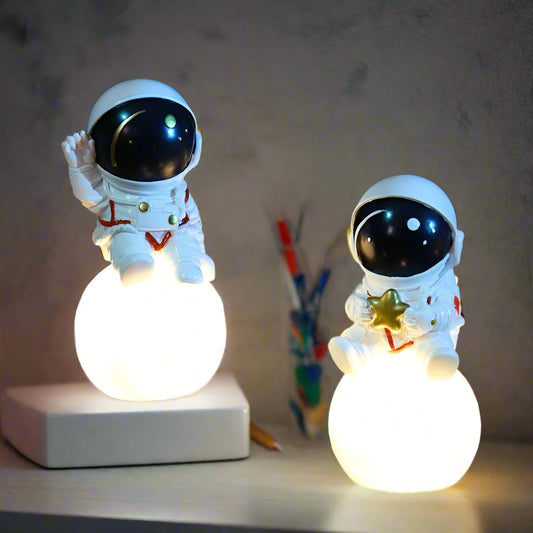 Astronaut on a Round Moon Ball Bedroom Night Light Table Lamp