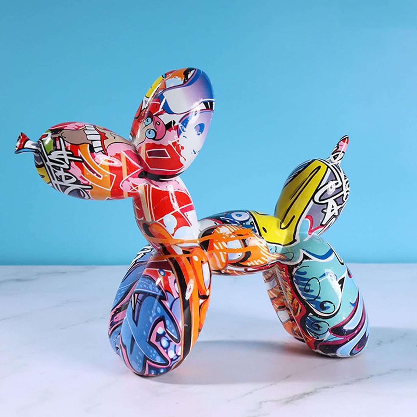 Balloon Dog Graffiti Figurines Colourful Animal Ornaments