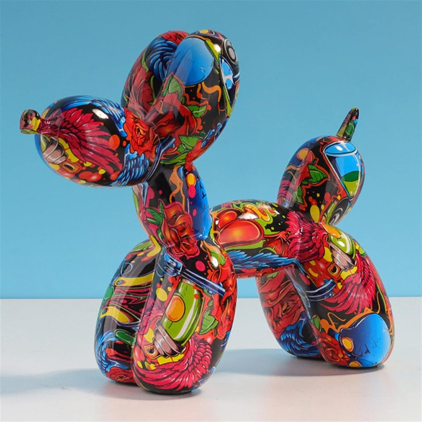 Balloon Dog Graffiti Figurines Colourful Animal Ornaments