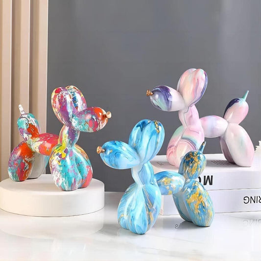 Balloon Dog Figurines Colourful Animal Ornaments Shelf Statue