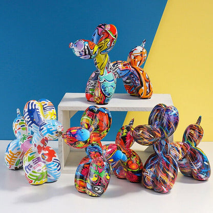 Balloon Dog Graffiti Figurines Colourful Animal Ornaments