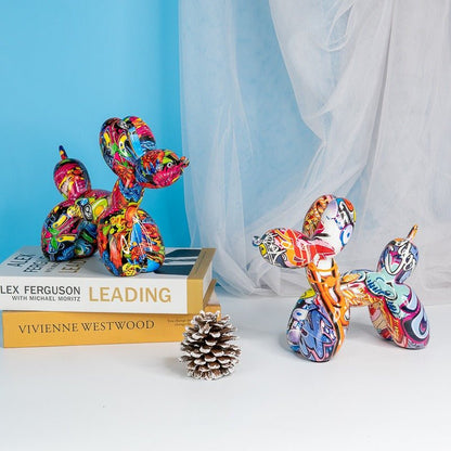 Balloon Dog Graffiti Figurines Colourful Animal Ornaments