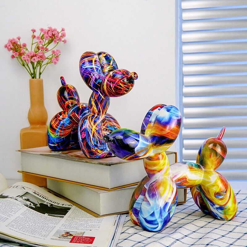 Balloon Dog Graffiti Figurines Colourful Animal Ornaments