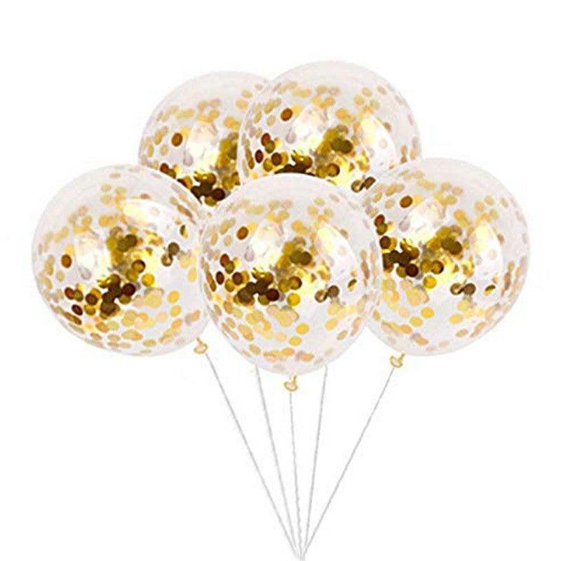 Colourful Birthday Banner Bunting with 5 Gold Foil Confetti Balloons