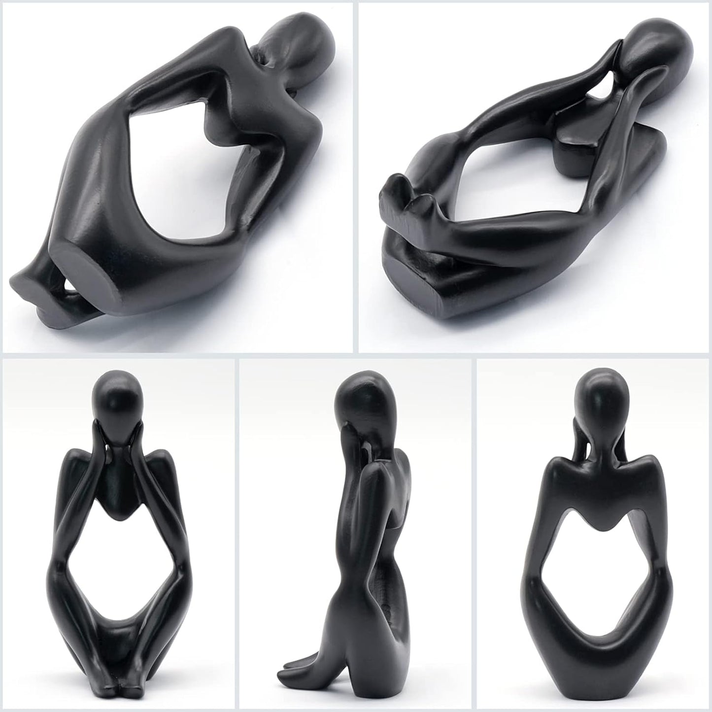 Black Abstract Thinker Resin Statue Quirky Nordic Shelf Desk Ornament