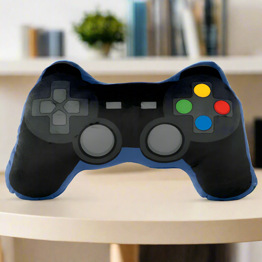 Plush Games Controller Shaped Gaming Cushion - Black Blue