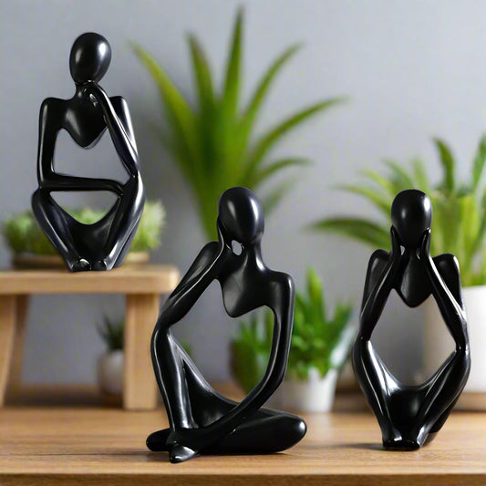 Black Abstract Thinker Resin Statue Quirky Nordic Shelf Desk Ornament Decoration