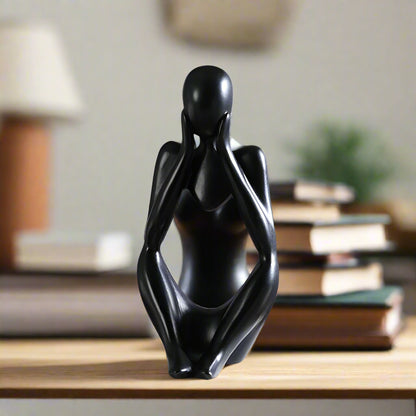 Black Abstract Thinker Resin Statue Quirky Nordic Shelf Desk Ornament Decoration