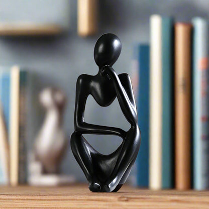 Black Abstract Thinker Resin Statue Quirky Nordic Shelf Desk Ornament Decoration