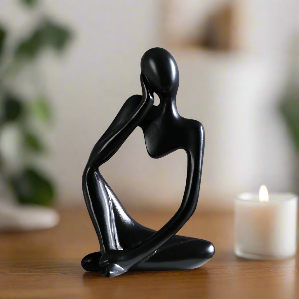 Black Abstract Thinker Resin Statue Quirky Nordic Shelf Desk Ornament Decoration
