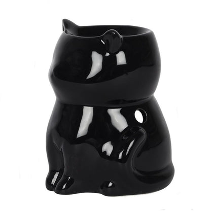 Black Cat Shaped Glossy Ceramic Oil Burner