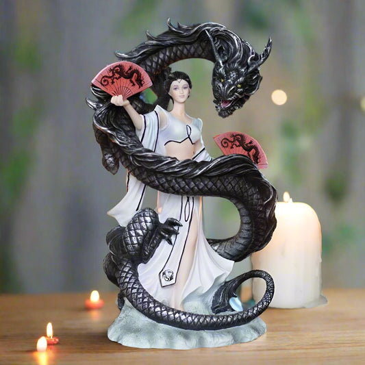 Black Dragon Dance Figurine Statue by Anne Stokes