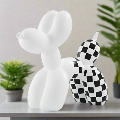 Black and White Balloon Dog Figurines Animal Ornaments Statue