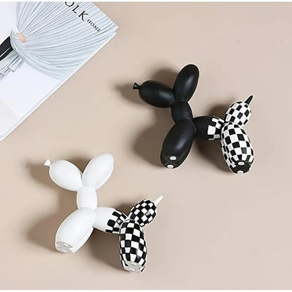 Black and White Balloon Dog Figurines Animal Ornaments Statue