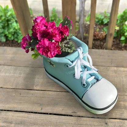 Blue Shoe Trainers Quirky Garden Planter Pot Decoration