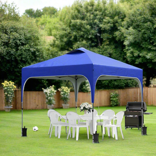 Blue Pop-Up Foldable UV50 Gazebo Tent with Carry Bag 3 x 3m
