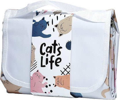 Cat's Life Waterproof Picnic Blanket Foldable Mat with Carry Handle