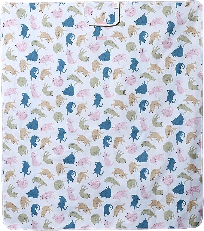 Cat's Life Waterproof Picnic Blanket Foldable Mat with Carry Handle