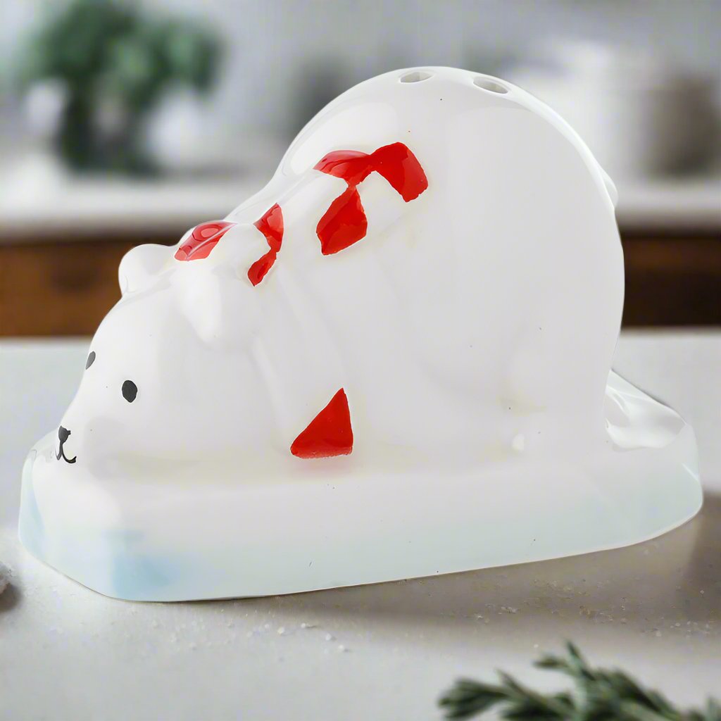 Ceramic Salt and Pepper Shaker Set - White Polar Bears