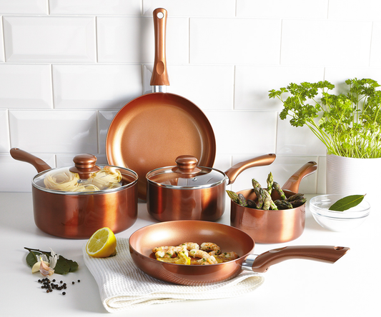 Cermalon 5-Piece Ceramic Non-Stick Pots Pan Set - Copper