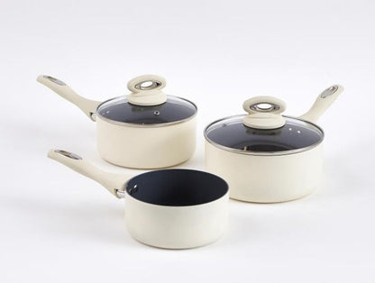Cermalon Cream 5 Piece Non Stick Cookware Pot Pan Set