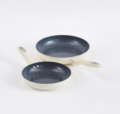 Cermalon Cream 5 Piece Non Stick Cookware Pot Pan Set