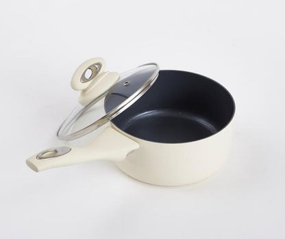 Cermalon Cream 5 Piece Non Stick Cookware Pot Pan Set