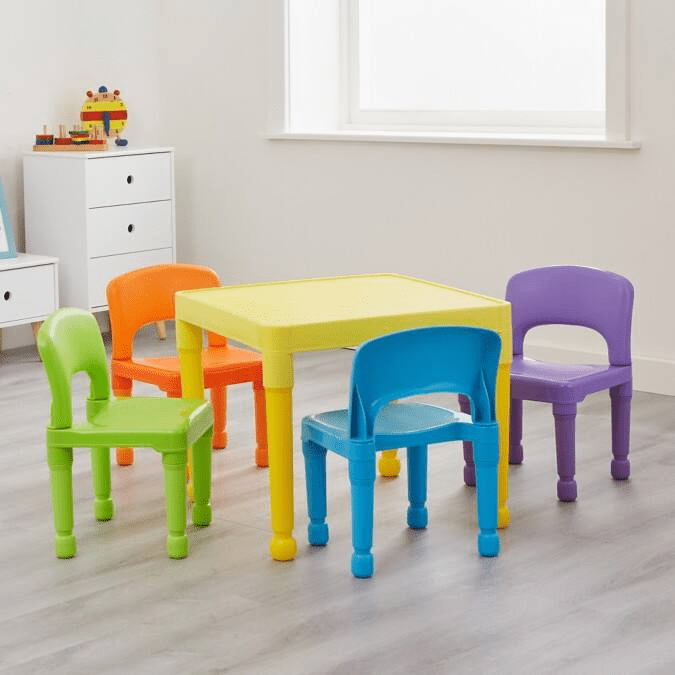 Children's Multicoloured Stylish Table and 4 Chairs Set
