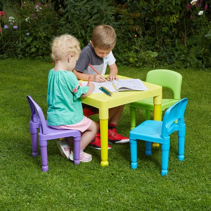 Children's Multicoloured Stylish Table and 4 Chairs Set