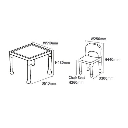 Children's Multicoloured Stylish Table and 4 Chairs Set