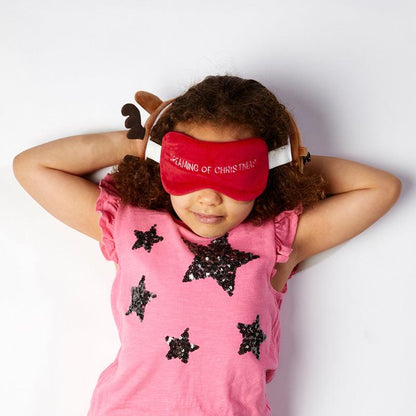 Christmas Reindeer Relaxeazzz Plush Round Kids Travel Pillow & Eye Mask Set