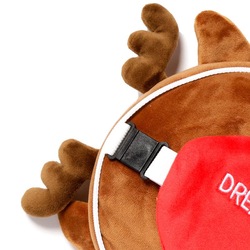 Christmas Reindeer Relaxeazzz Plush Round Kids Travel Pillow & Eye Mask Set