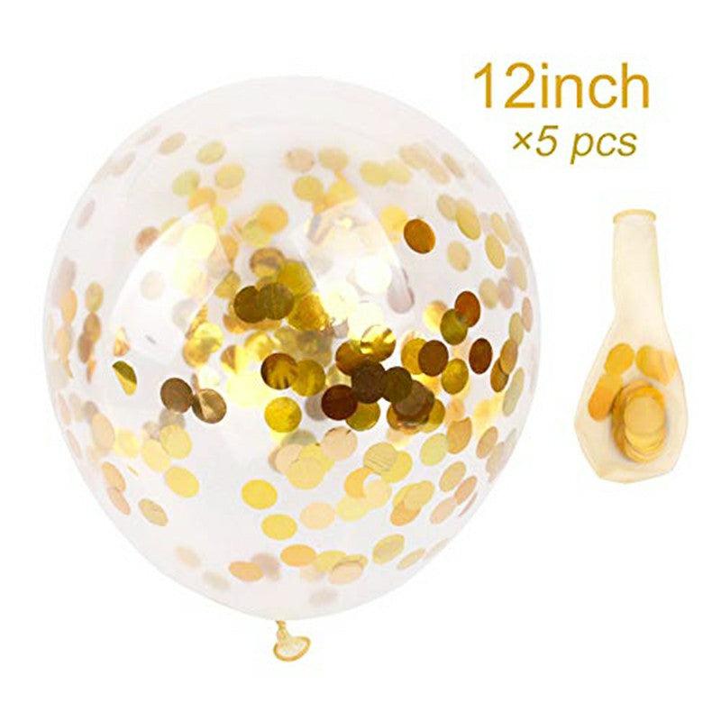 Colourful Birthday Banner Bunting with 5 Gold Foil Confetti Balloons