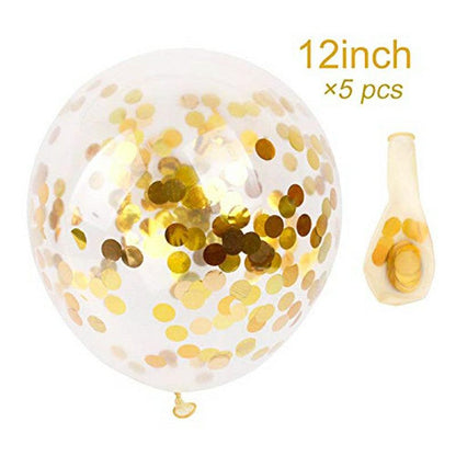 Colourful Birthday Banner Bunting with 5 Gold Foil Confetti Balloons