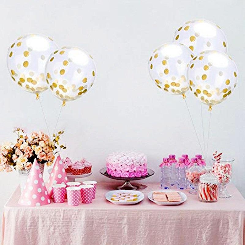Colourful Birthday Banner Bunting with 5 Gold Foil Confetti Balloons