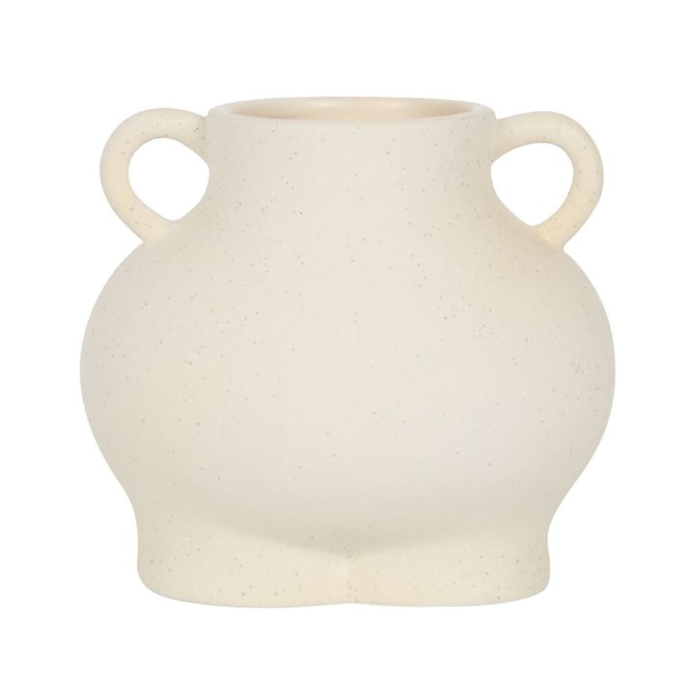 Cream Speckle Bum Shaped Indoor Ceramic Plant Pot Vase
