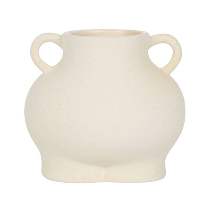 Cream Speckle Bum Shaped Indoor Ceramic Plant Pot Vase