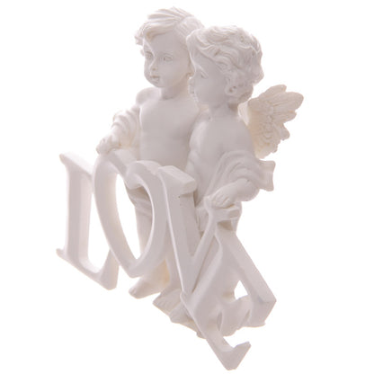 Cute LOVE Letters Cherub Couple Figurines Shelf Ornament