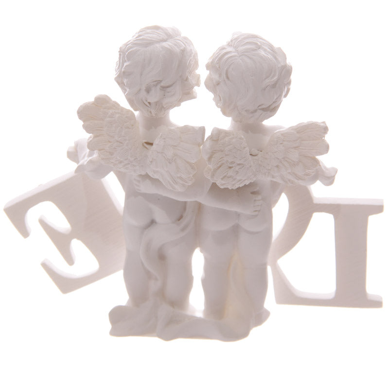Cute LOVE Letters Cherub Couple Figurines Shelf Ornament