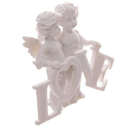 Cute LOVE Letters Cherub Couple Figurines Shelf Ornament