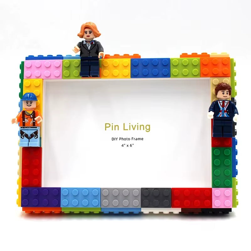 DIY Colourful Building Blocks with People 4 x 6" Photo Frame Activity Gift