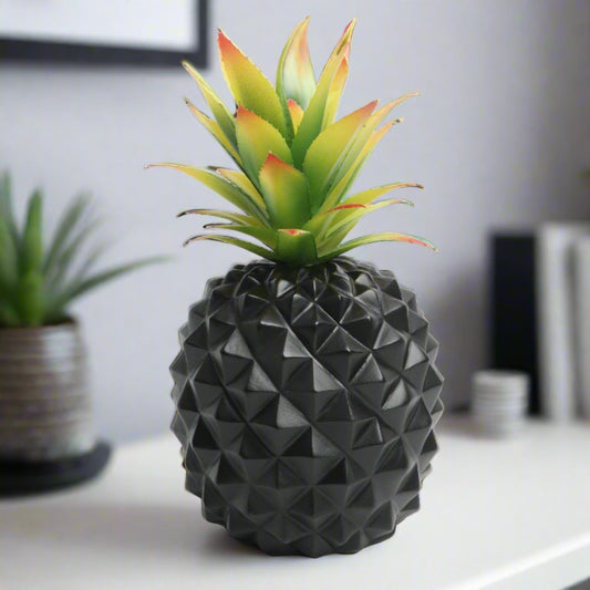 Decorative Black Pineapple with Green Leaf Top Fruit Art Ornament