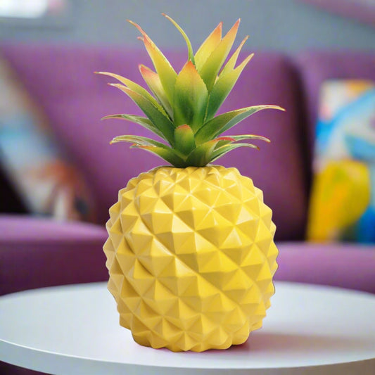 Decorative Yellow Pineapple with Green Leaf Top Fruit Art Ornament