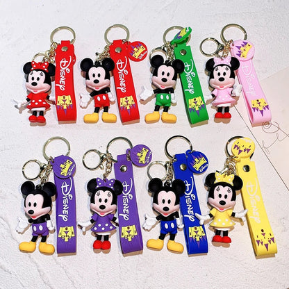 Disney Mickey Minnie Mouse Cartoon Doll Keyrings Keychain Bag Charms