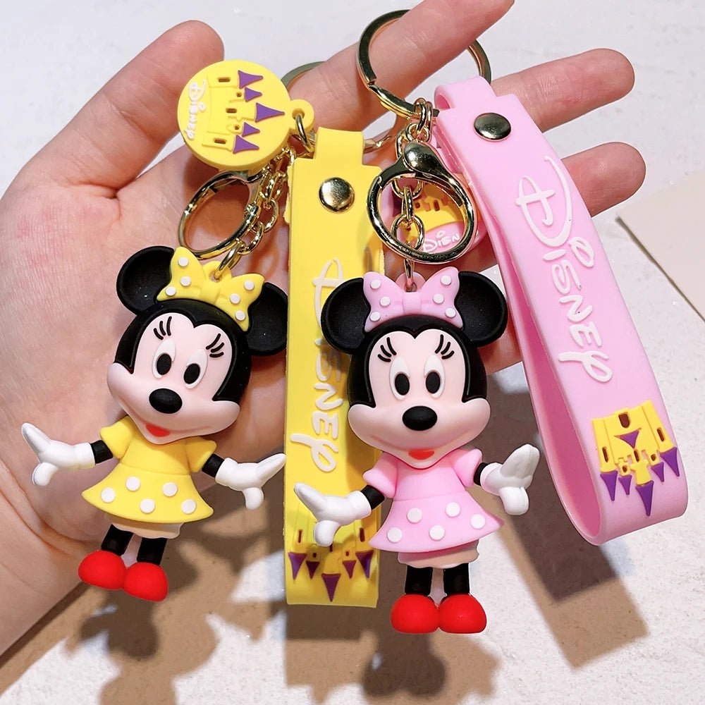 Disney Mickey Minnie Mouse Cartoon Doll Keyrings Keychain Bag Charms